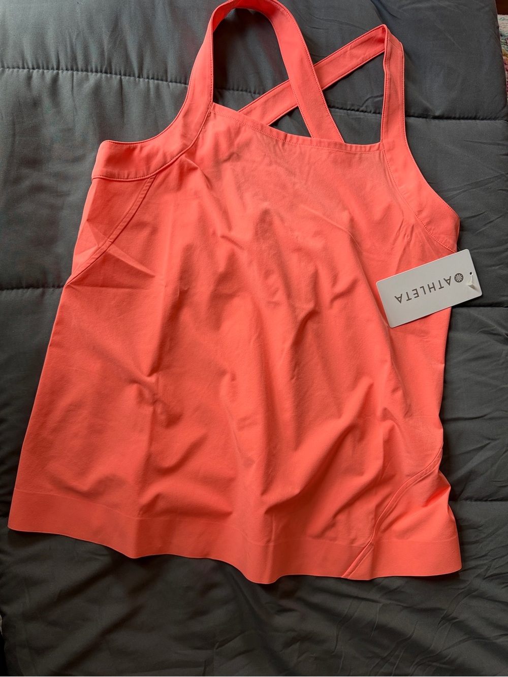 Athleta Coral-Orange Crossback Workout Tank
